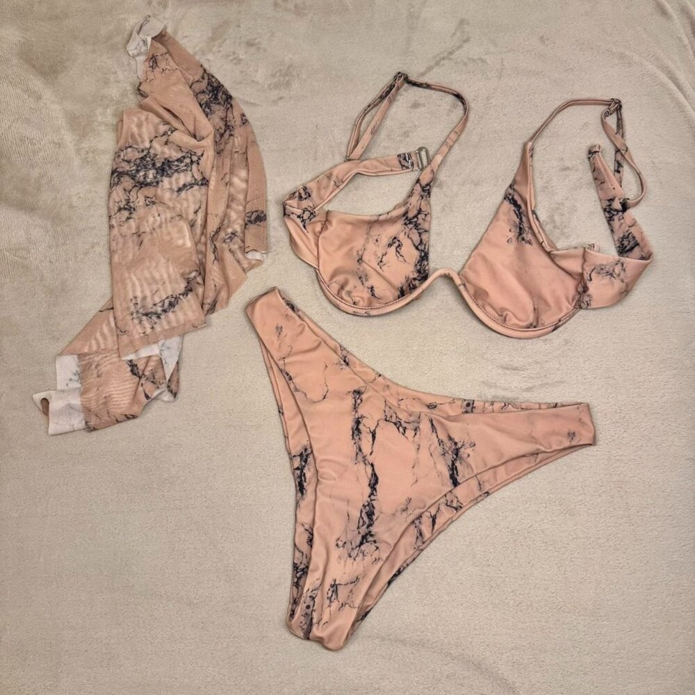 Marble 3-Piece Bikini Set